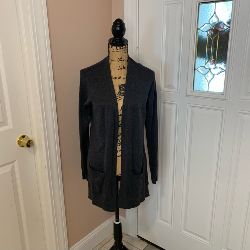 Matty m Heather Charcoal Open Front Long Sleeve Cardigan NWT Sweater Size Small